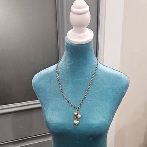 Goldtone and Pink Heart Pendant Necklace